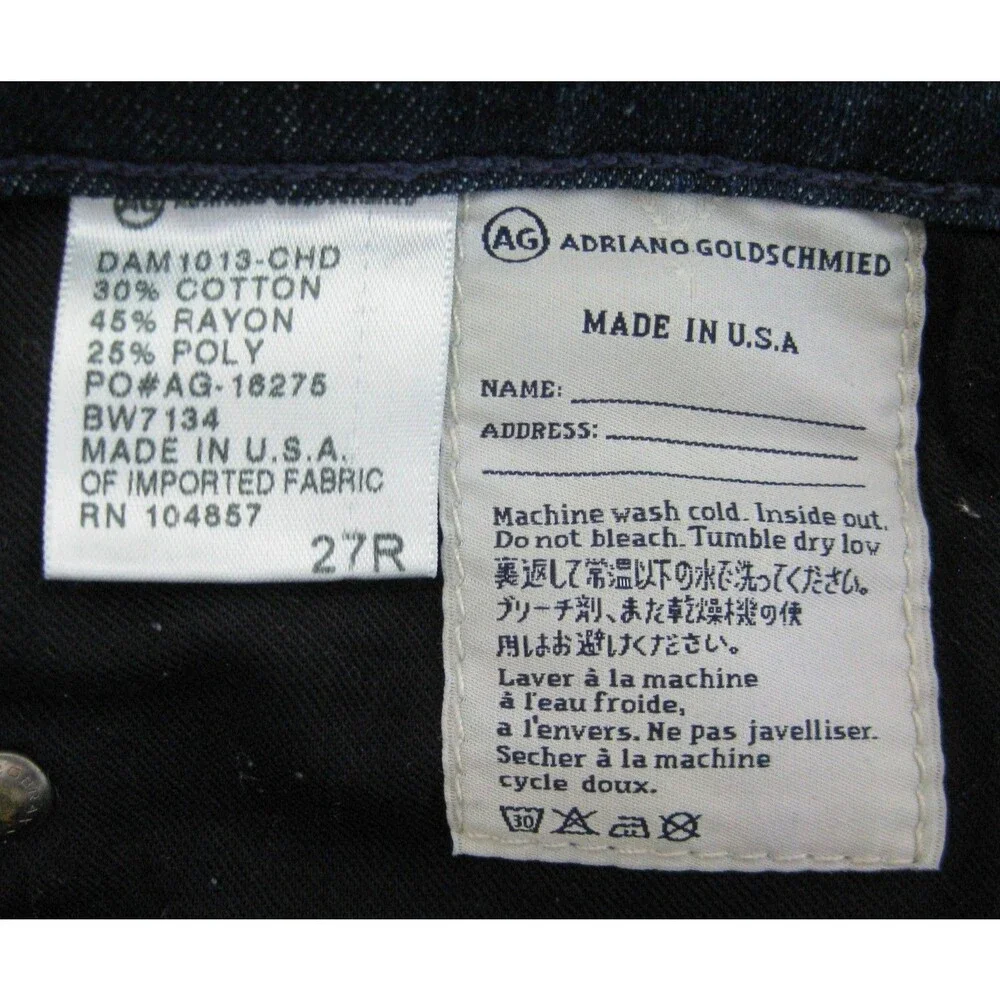 Adriano Goldschmied Womens Size 27R Blue Denim Pants 5 Pockets Bootcut Made USA